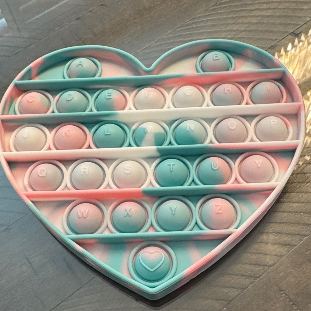 Heart-Shaped Alphabet Pop It Fidget Toy - Pink and Blue